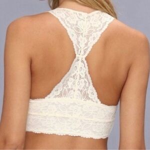 FREE PEOPLE | Intimately Cream Lace Galloon Bralette | Bra Racerback Sz L NWOT